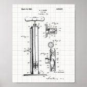 ヴィンテージタイヤポンプ特許イラストレーション ポスター (正面)