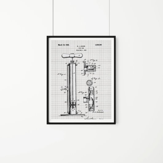 ヴィンテージタイヤポンプ特許イラストレーション ポスター