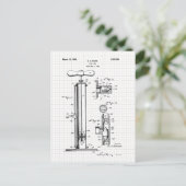 ヴィンテージタイヤポンプ特許イラストレーション ポストカード (スタンド正面)