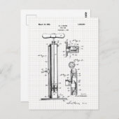 ヴィンテージタイヤポンプ特許イラストレーション ポストカード (正面/裏面)