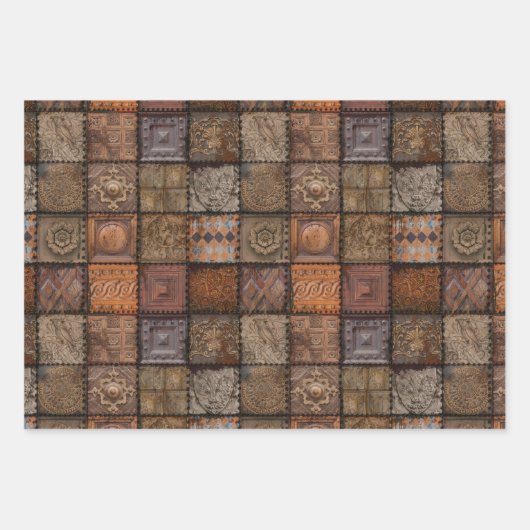 ヴィンテージタイルのラッピング紙 ラッピングペーパーシート (正面)