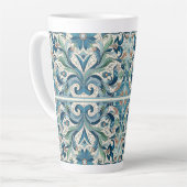 ヴィンテージタイルの葉デザイン カフェラテマグ (左アングル)