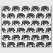 ヴィンテージタイルの黒クマパーティーラップ ラッピングペーパー (フラット)