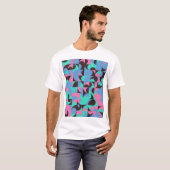ヴィンテージタイルネオンピンクグリーン Tシャツ (正面フル)