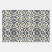 ヴィンテージタイル模様 – ネイビーブルー ラッピングペーパーシート (正面3)