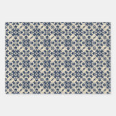 ヴィンテージタイル模様 – ネイビーブルー ラッピングペーパーシート (正面2)