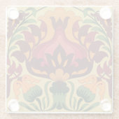 ヴィンテージタイル、アールヌーボー装飾。 ガラスコースター (裏面)