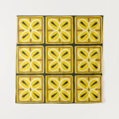 ヴィンテージタイル,イラストレーションパターン タペストリー (正面(横))