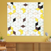 ヴィンテージタイル、幾何学的白黒パターン。 キャンバスプリント (インサイチュ (リビング))