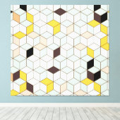 ヴィンテージタイル、幾何学的白黒パターン。 キャンバスプリント (インサイチュ (ウッドフロア))