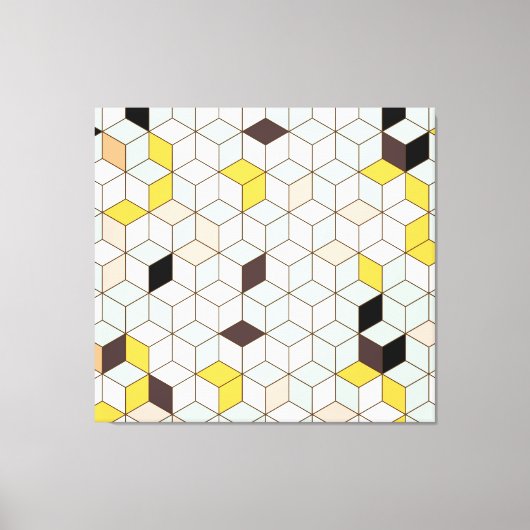 ヴィンテージタイル、幾何学的白黒パターン。 キャンバスプリント (正面)