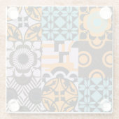 ヴィンテージタイル：複雑な装飾詳細。 ガラスコースター (裏面)