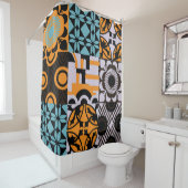 ヴィンテージタイル：複雑な装飾詳細。 シャワーカーテン (インサイチュ)