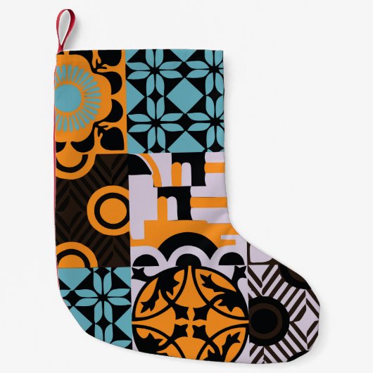 ヴィンテージタイル：複雑な装飾詳細。 スモールクリスマスストッキング (正面)