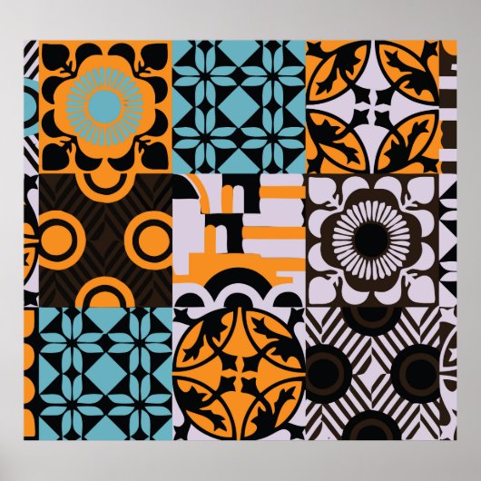 ヴィンテージタイル:複雑な装飾詳細。 ポスター (正面)