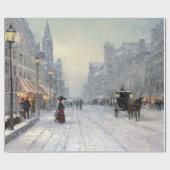 ヴィンテージタウンウィンタークリスマスプロムナードの風景 ラッピングペーパー (フラット)