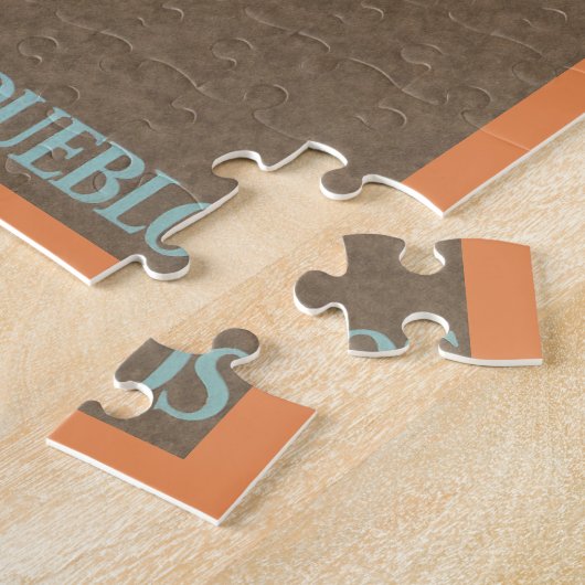 ヴィンテージタオス・プエブロス・ニューメキシコ、旅行ポスターアート ジグソーパズル (側面)