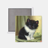 ヴィンテージタキシードキッテンイラストレーション マグネット (正面/裏面)