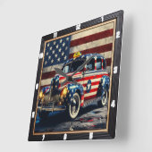 ヴィンテージタクシアメリカ国旗 スクエア壁時計 (傾斜)