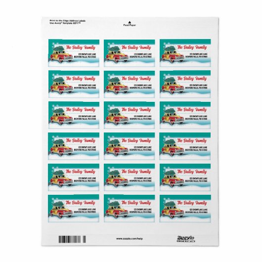 ヴィンテージタクシーのクリスマスカード住所 シール (フルシート)