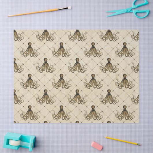 ヴィンテージタコのクリームデコップページ 薄葉紙 (クラフト)