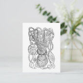 ヴィンテージタコイラストレーションイン白黒 ポストカード (スタンド正面)