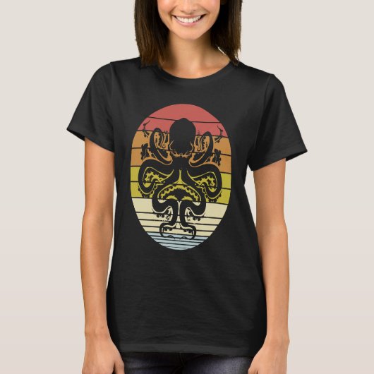 ヴィンテージタコクラーケン海頭足類シーレトロ Tシャツ (正面)