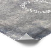 ヴィンテージタコシルバーピューターグレーの水色 ポスター (角)