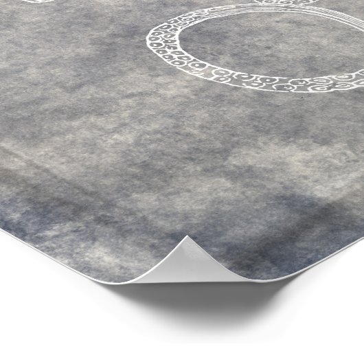 ヴィンテージタコシルバーピューターグレーの水色 ポスター (角)