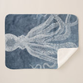 ヴィンテージタコストワイライトブルーデニムウォーターカラー シェルパブランケット (正面(横))