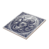 ヴィンテージタコダイバー ヘルメット 彫刻アート タイル (側面)