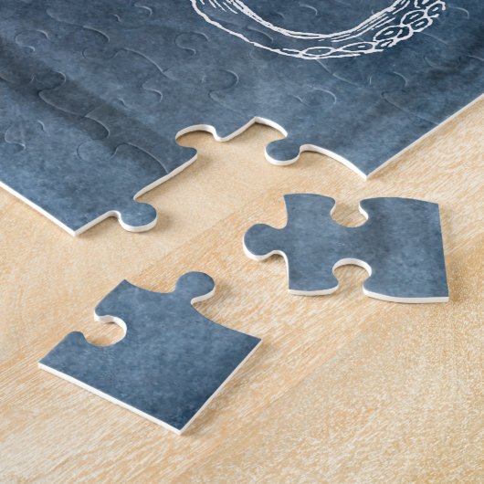 ヴィンテージタコトワイライトブルーウォーターカラー引用文 ジグソーパズル (側面)