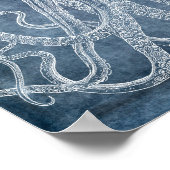 ヴィンテージタコトワイライトブルーウォーターカラー引用文 ポスター (角)