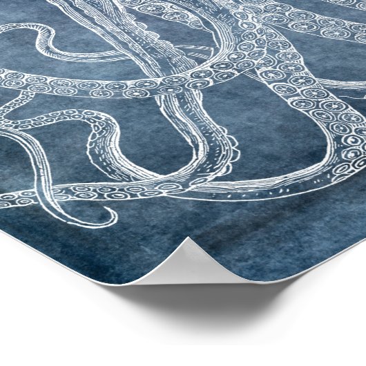 ヴィンテージタコトワイライトブルーウォーターカラー引用文 ポスター (角)