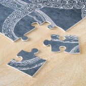 ヴィンテージタコトワイライトブルーデニムウォーターカラー ジグソーパズル (側面)