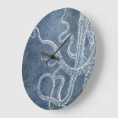 ヴィンテージタコトワイライトブルーデニム水彩Squ ラージ壁時計 (傾斜)