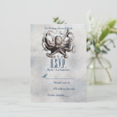 ヴィンテージタコビーチシーソルトウェディングRSVPカード 招待状 (スタンド正面)