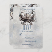 ヴィンテージタコビーチシーソルトウェディングRSVPカード 招待状 (正面/裏面)