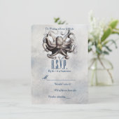 ヴィンテージタコビーチシーソルトウェディングRSVPカード 招待状 (スタンド正面)
