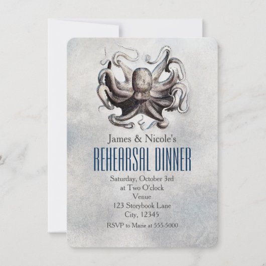 ヴィンテージタコビーチ結婚式リハーサルカード 招待状 (正面)