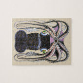 ヴィンテージタコ又はイカ海洋生物動物 ジグソーパズル (横)