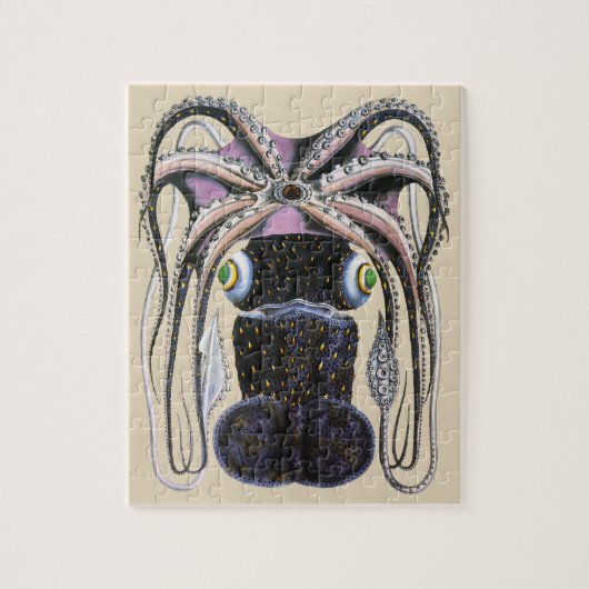 ヴィンテージタコ又はイカ海洋生物動物 ジグソーパズル (縦)