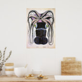 ヴィンテージタコ又はイカ海洋生物動物 ポスター (キッチン)