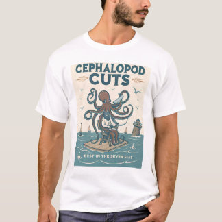 ヴィンテージタコ理容師シャツ – 'Cephalopod Cuts' Tシャツ