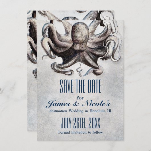 ヴィンテージタコ結婚式の日付の保存招待状 セーブザデート (正面/裏面)