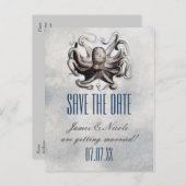 ヴィンテージタコ結婚式の日付はがき保存 案内ポストカード (正面/裏面)