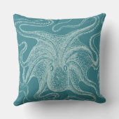 ヴィンテージタコ航海のティール（緑がかった色） クッション (裏面)