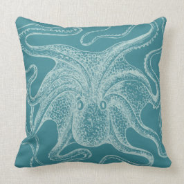 ヴィンテージタコ航海のティール（緑がかった色） クッション