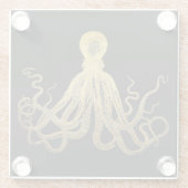 ヴィンテージタコ金ゴールドブラックインク沿岸航海の ガラスコースター (裏面)