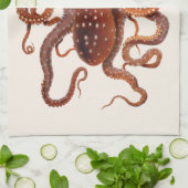 ヴィンテージタコ・マクロプス、海洋水中競技動物 キッチンタオル (折り畳み)